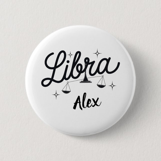 Personalisiert Libra Zodiac Signa Art Button (Vorderseite)