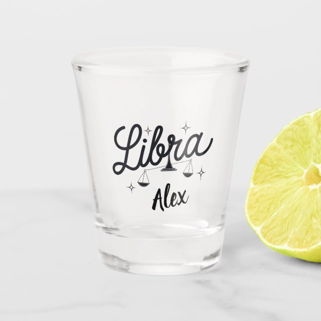 Personalisiert Libra Zodiac Signa Art Schnapsglas (Vorderseite)