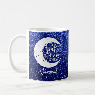 Personalisiert Liebe ich dich zum Mond und zurück Kaffeetasse