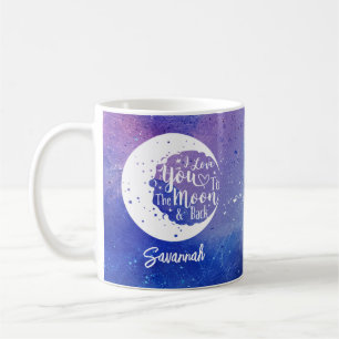 Personalisiert Liebe ich dich zum Mond und zurück Kaffeetasse