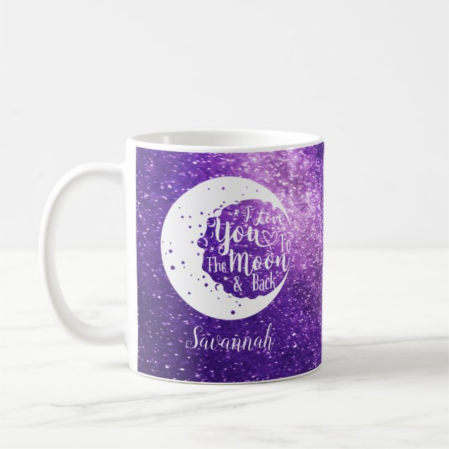 Personalisiert Liebe ich dich zum Mond und zurück Kaffeetasse (Links)