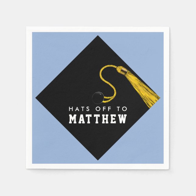 Personalisiert Light Blue Graduation Party Napkins Serviette (Vorderseite)