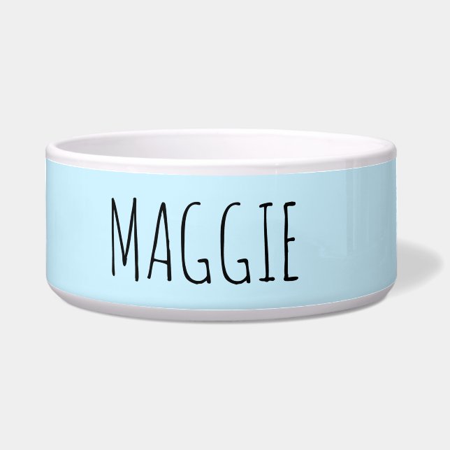 Personalisiert Light Blue Keramik Pet Bowl Napf (Vorderseite)