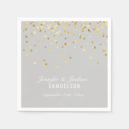 Personalisiert LIGHT GRAY Gold Confetti Wedding Serviette