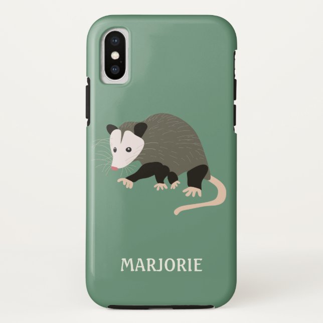 Personalisiert Light Green Niedlich Cartoon Possum Case-Mate iPhone Hülle (Rückseite)