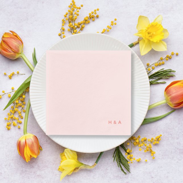Personalisiert Light Pink Wedding Cocktail Napkins Serviette (Personalized Light Pink Wedding Cocktail Napkins for a Spring Wedding Pink Wedding)