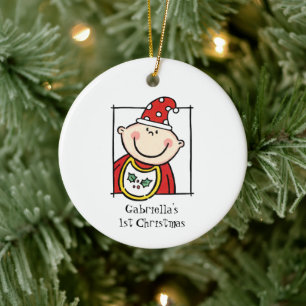 Personalisiert Light Skin Tone Baby Face Baby's 1. Keramik Ornament