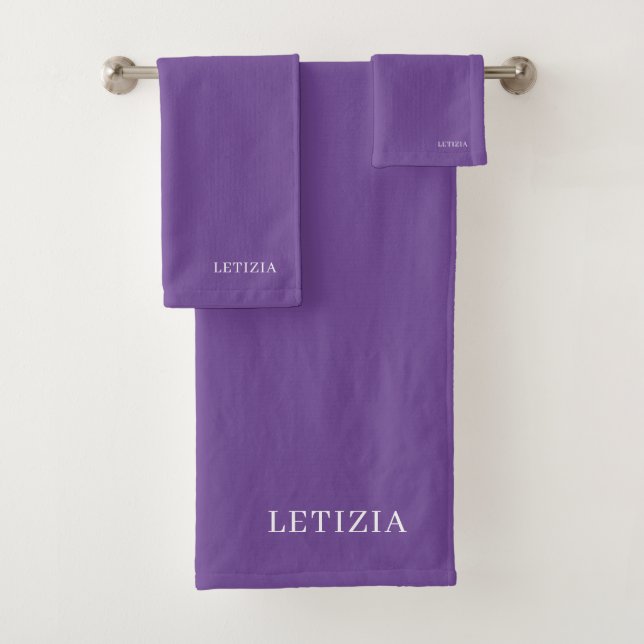 Personalisiert Lila Badhandtuch Set (Insitu)