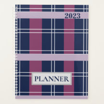 Personalisiert Lila Blue Tartan Kariert 2023 Plane