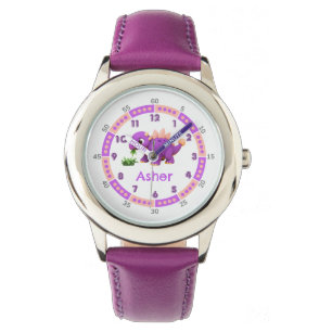 Personalisiert Lila Dinosaurier Ankylosaurus Kinde Armbanduhr
