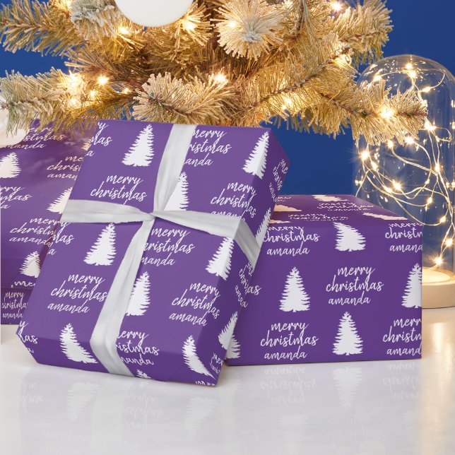 Personalisiert Lila frohe Weihnachten Geschenkpapier (Feiertage)