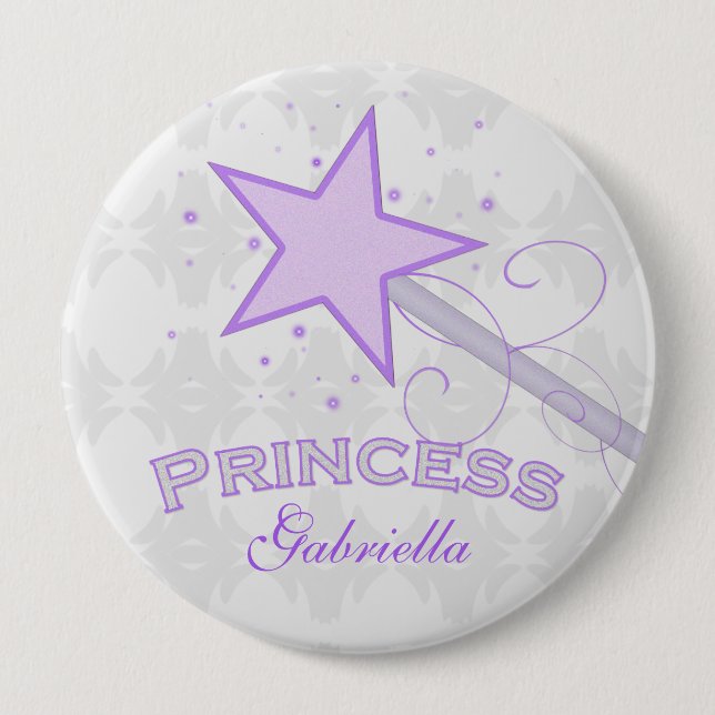 Personalisiert: Lila Prinzessin Wand Button (Vorderseite)