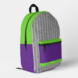 Personalisiert Lila und grün Bedruckter Rucksack