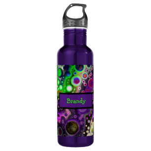Personalisiert Lila, Zitronengrün, Schwarze Fluid  Edelstahlflasche