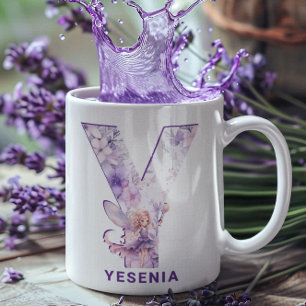 Personalisiert Lilac Fairy Monogram Y Kaffeetasse