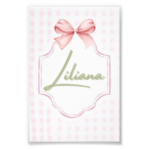 Personalisiert Liliana Baby Girl Kinderzimmer Bow& Fotodruck