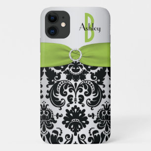 Personalisiert Limon, schwarz, silberer Damast Case-Mate iPhone Hülle