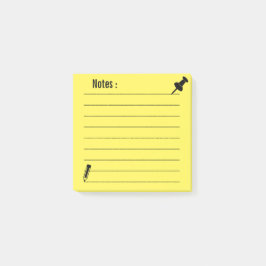 Personalisiert-Lined-Schule Gelb Nachhinweise Post-it Klebezettel