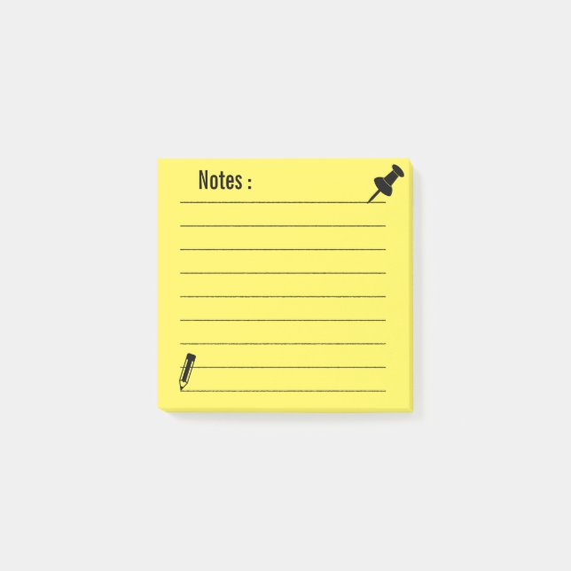 Personalisiert-Lined-Schule Gelb Nachhinweise Post-it Klebezettel (Vorderseite)