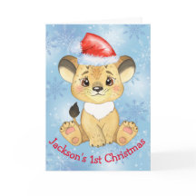Personalisiert Lion 1. Weihnachtsjunge Blue Card