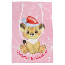 Personalisiert Lion 1. Weihnachtsmädchen Pink