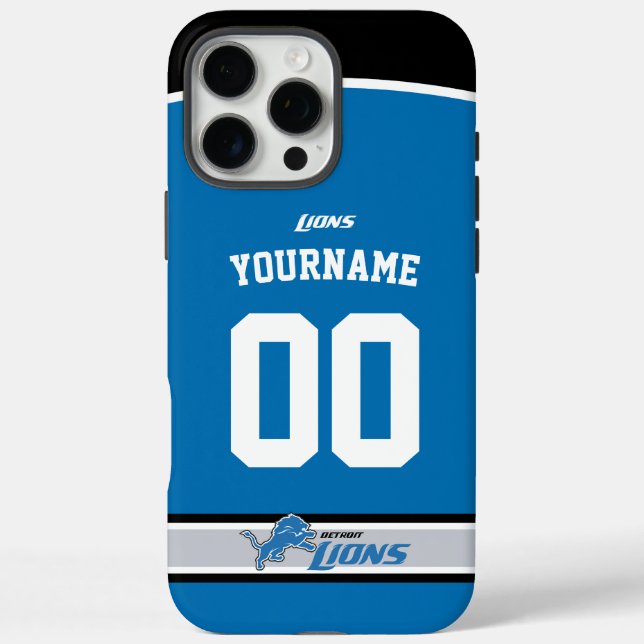 Personalisiert Lions Jersey American Football iPhone 16 Pro Max Hülle (Rückseite)