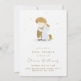 Personalisiert Little Boy a Pony Baby Dusche Einladung