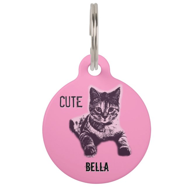 Personalisiert Little Cat Kitten Kitty Haustiermarke (Vorderseite)
