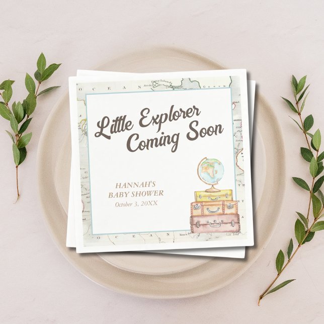 Personalisiert Little Explorer Kinderdusche Napkin Serviette (Personalized Little Explorer Baby Shower Napkins
)