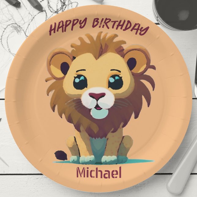 Personalisiert Little Lion Birthday Pappteller (Von Creator hochgeladen)