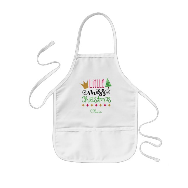 Personalisiert Little Miss Christmas Girls Kinderschürze (Vorne)