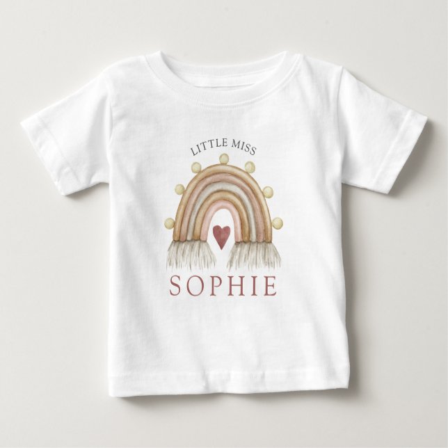 Personalisiert Little Miss Rainbow Baby T-shirt (Vorderseite)