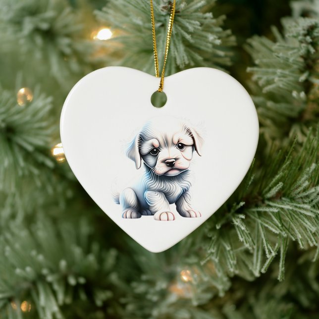 Personalisiert Löwchen Puppy Keramik Ornament (Baum)