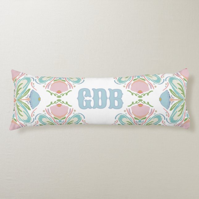 Personalisiert Lumbar Pillow Blue Pink Green Seitenschläferkissen (Vorderseite)