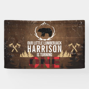 Personalisiert Lumberjack Erster Geburtstag Banner
