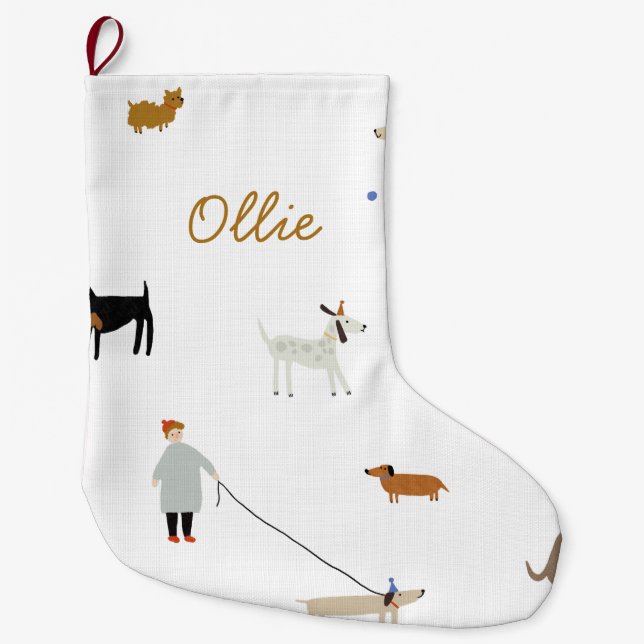 Personalisiert Luxe Dog Weihnachtszeit Strumpf Großer Weihnachtsstrumpf (Vorderseite)