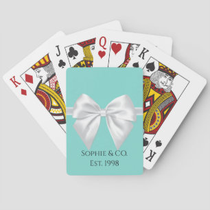 Personalisiert Luxury Aqua White Bow Gastgeschenk Spielkarten