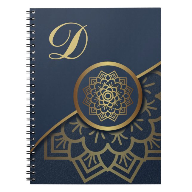 Personalisiert Luxury Gold Mandala Art Blue Notizblock (Vorderseite)
