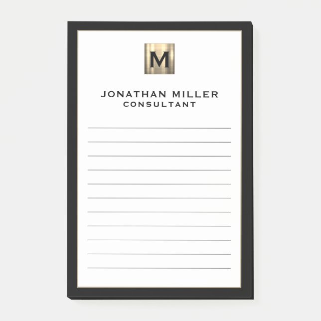 Personalisiert Luxury Monogram Post-it Klebezettel (Vorderseite)