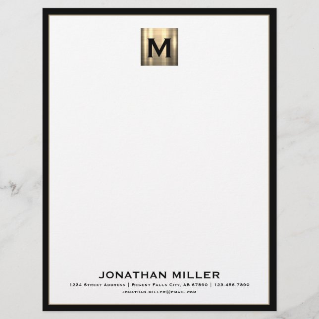 Personalisiert Luxus Monogram Letterhead Briefbogen (Vorderseite)