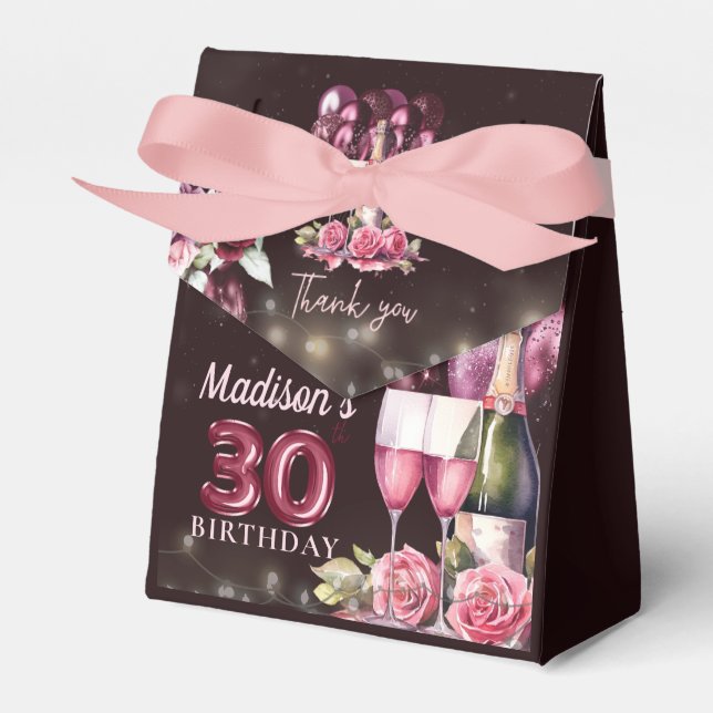Personalisiert Luxus Wine & Balloons 30. Geburtsta Geschenkschachtel (Vorderseite)