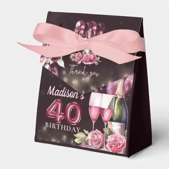 Personalisiert Luxus Wine & Balloons 40. Geburtsta Geschenkschachtel (Vorderseite)