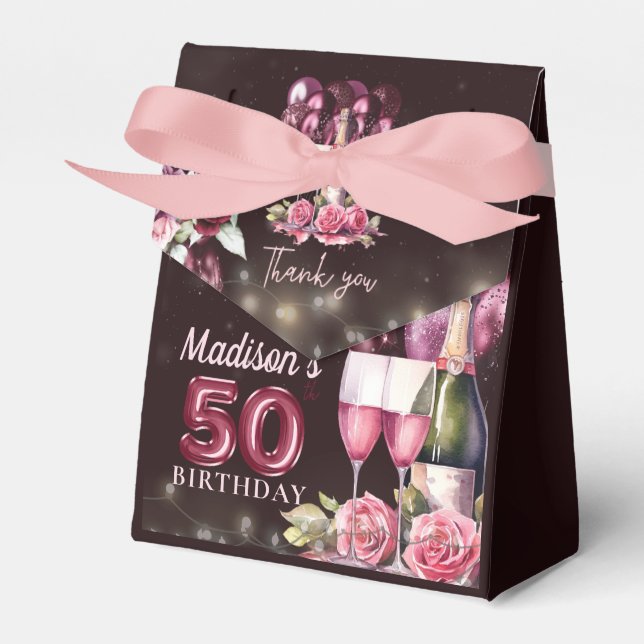 Personalisiert Luxus Wine & Balloons 50. Geburtsta Geschenkschachtel (Vorderseite)