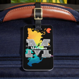 Personalisiert m Erste Silver Monogramm Ihr Name Gepäckanhänger