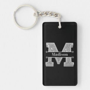 Personalisiert m Erste Silver Monogramm Ihr Name Schlüsselanhänger