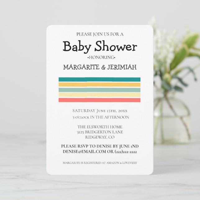 Personalisiert machen wir uns eine Beachy Baby Dus Einladung (Stehend Vorderseite)