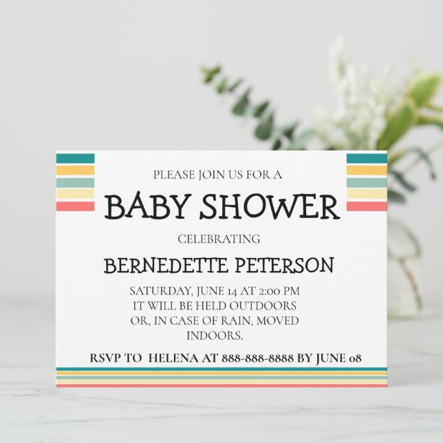 Personalisiert machen wir uns eine Beachy Baby Dus Einladung (Stehend Vorderseite)