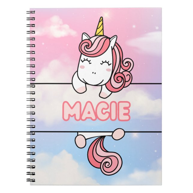 Personalisiert Macie Unicorn Girlie Notebook Notizblock (Vorderseite)