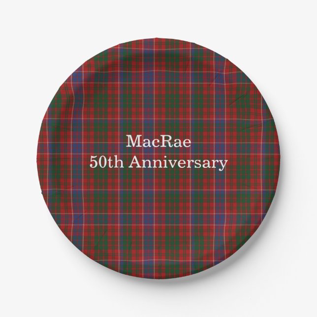 Personalisiert MacRae Clan Tartan Karierte Papierp Pappteller (Vorderseite)
