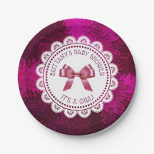 Personalisiert Magenta Girl's Baby Shower Plate